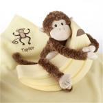 Personalized baby boy or baby girl embroidered blanket Plush Monkey & Blanket Gift